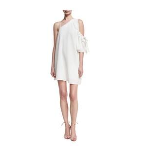 Cinq A Sept Gemini Mini Dress Size L White One Shoulder cocktail formal